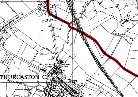 Stints 7-14 start where the boundary runs in front of Bronavon and turns sharply to hug its southern boundary, continues along the field hedgerows until meeting Rothley Brook. Over a bridge then running in an arc around the bottom end of a field before crossing once again the Great Central Railway and emerging on Fairway 15 of the Rothley Park Golf Club. Continuing along a spinney hedgerow it comes out on Fairway 14, over to the Bridle Road to Thurcaston before proceeding along the hedgerow towards Wanlip.