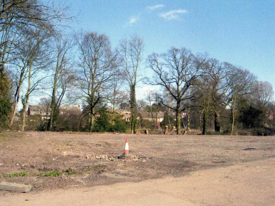 Cleared car park looking to Grangefields Drive. March 2007