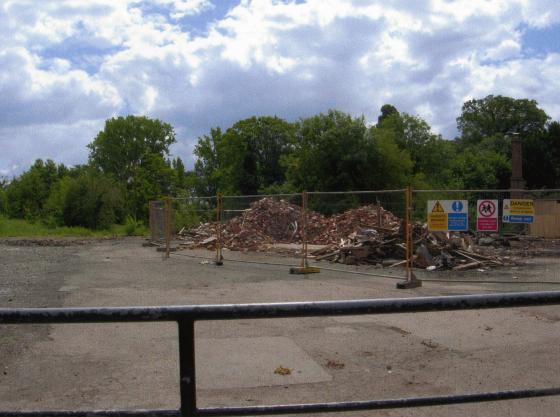 Looking over car park to the gardens of The Grange. July 2007