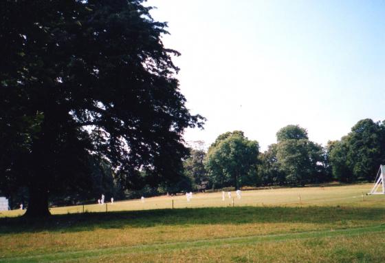 Playing cricket on Rothley Park. August 2002