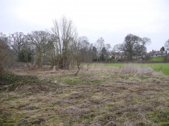 Looking to Homefield Lane with the ornamental channel to the left and Rothley Brook to the right. January 2015