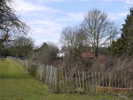 The channel completely overgrown in places. April 2013