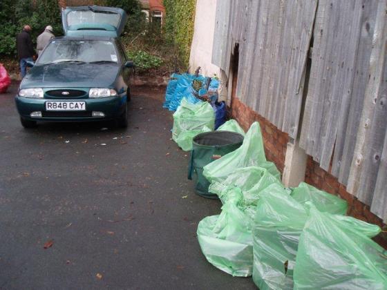 Loaded into Marion's car every week ready for the journey to the Green Waste bins at the tip.