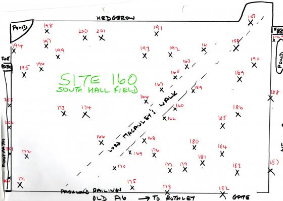 Site 160 Working diagram of tree locations. April 2003