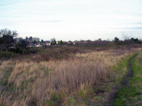 Old Allotments looking to old A6 with Hallfields Lane to the left. February 2008