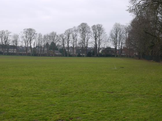 Looking to Hornecroft on the rear right and Greenway Close to the rear left. Boundary of the closed Rothley School on the right. January 2015