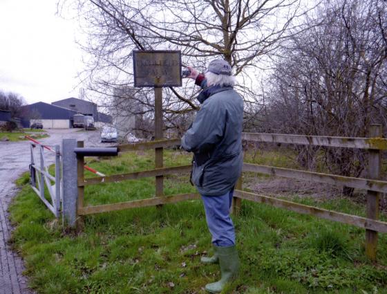 Site 221 Entrance to Brookfield Farm. Terry recording a piece of history. March 2010