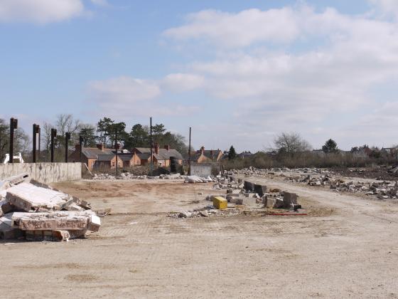 Site 221 Demolition of barns. Looking to Hallfields Lane. 6th April 2013