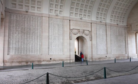 inside the Menin Gate showing all the names of the fallen